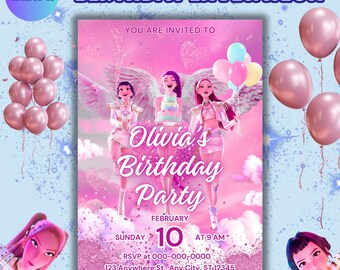KPop Birthday Invitation, Huntrix Theme, Editable Canva Template (Digital Download)