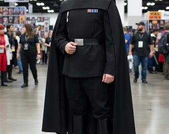 Imperial Officer Cosplay-kostym – Galactic Empire, svart uniform med kappa