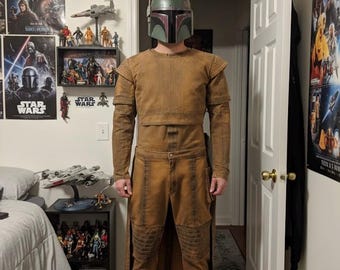 Starwars geïnspireerd handgemaakt boba fett-cosplaykostuum - op Mandalorian geïnspireerde tuniek.