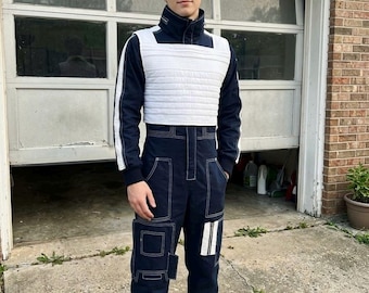 Star Wars Inspired Mandalorian Cosplay Costume – Tactical Bounty Hunter Jumpsuit with Armor Vest.