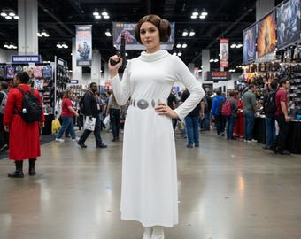 Cosplay blanco para mujer inspirado en la Princesa Leia de Star Wars.