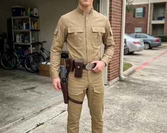 Disfraz de cosplay de oficial rebelde inspirado en Star Wars: traje de vuelo de contrabandista.
