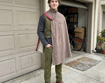 Star Wars Inspired Jedi Warrior Tunic with Cape – Medieval Fantasy Cosplay Costume | LARP Renaissance Outfit Men Halloween.