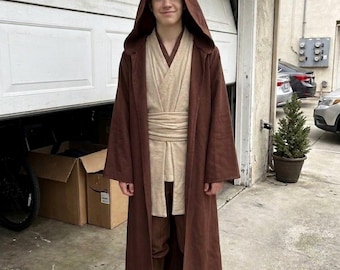 StarWars inspired Obi-wan Kenobi Cosplay Costume | Mandalorian Brown Jedi Flight Suit.
