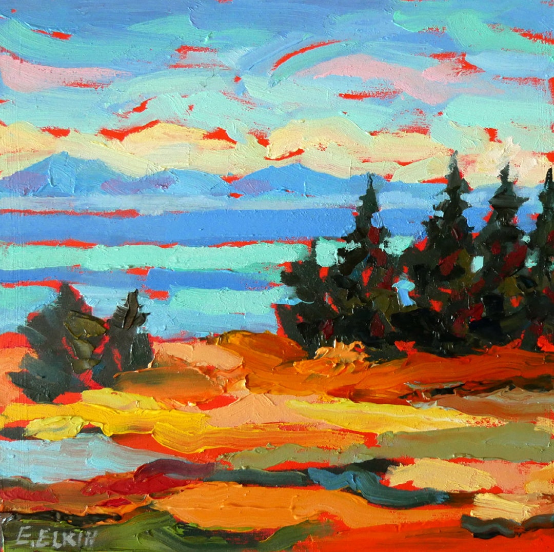 Miniature Landscape Original Oil Painting 6x6 | Field Scene, Palette ...