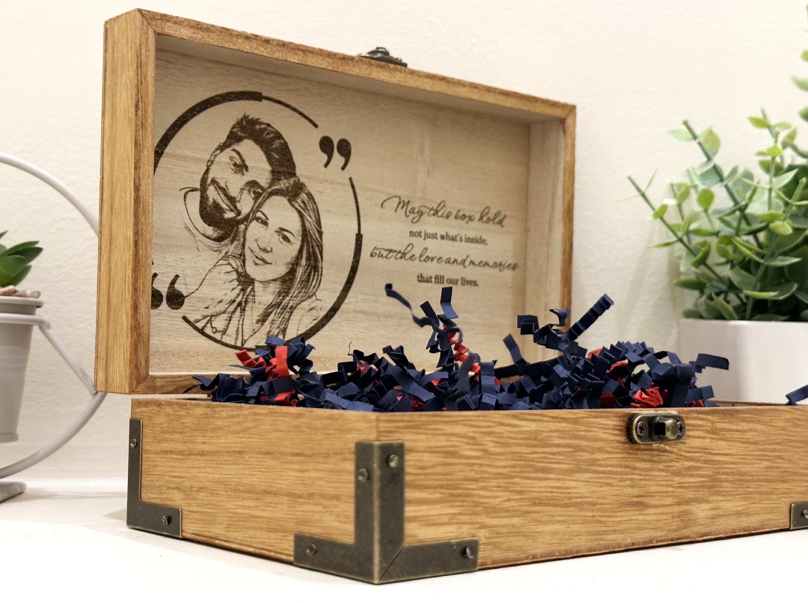 Photo Topped Memory Box Custom Engraved Wooden Memory Box | Photo Gift for Anniversary ...