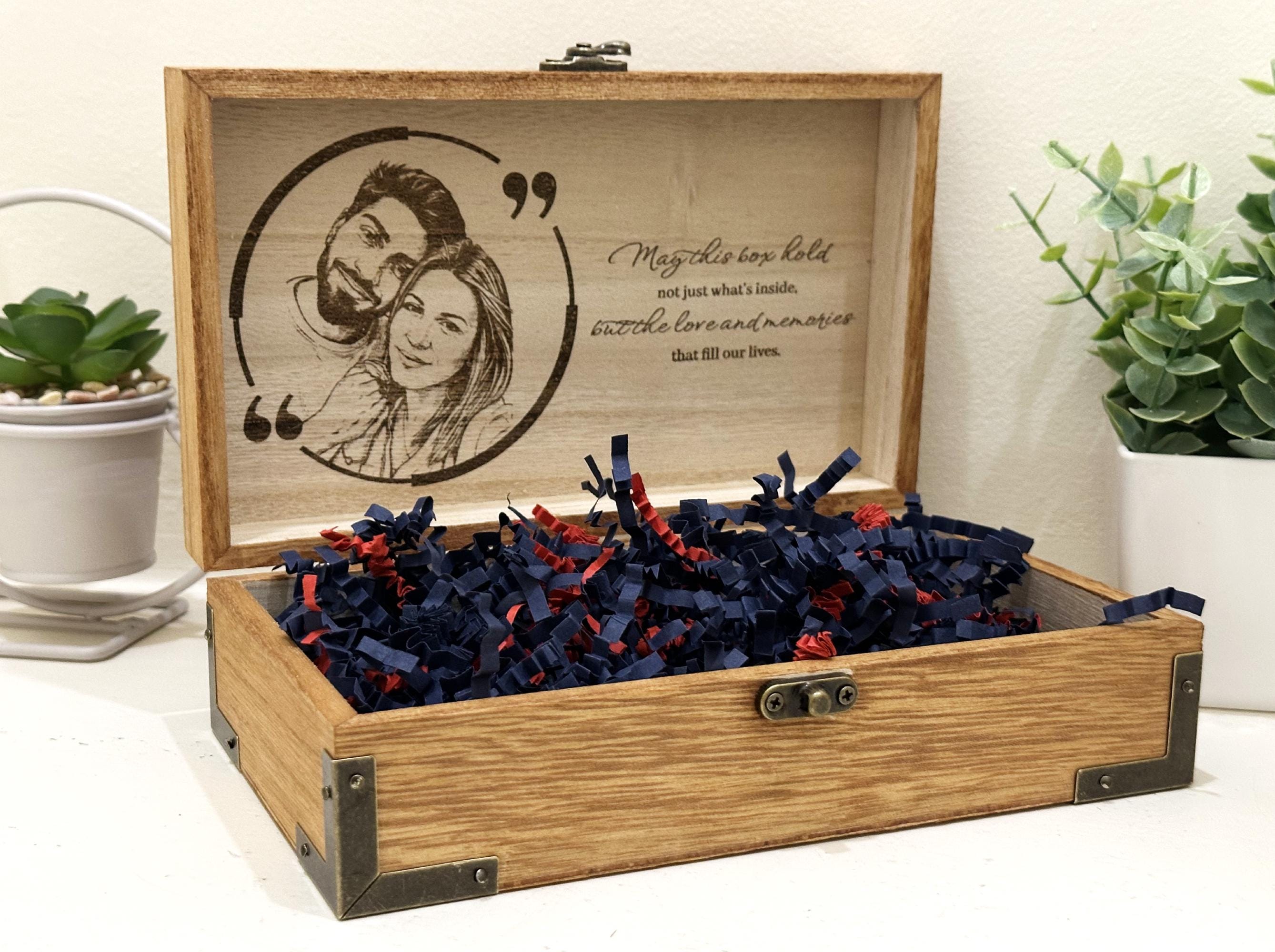 Photo Topped Memory Box Custom Engraved Wooden Memory Box | Photo Gift for Anniversary ...