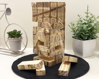 Personalized Photo Tumbling Tower Puzzle | Custom Blocks | Engraved Wooden Keepsake