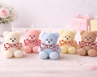 Bomboniere profumate a forma di orsetto di peluche color pastello per baby shower, compleanni, matrimoni, eventi