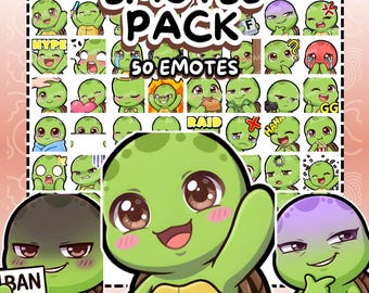 Twitch Emotes | 50 Turtle Emotes Megapack |  Twitch, Discord, Kick| Cute Turtle, Cozy Emotes, Twitch Emotes, Turtle green Emotes, reptile