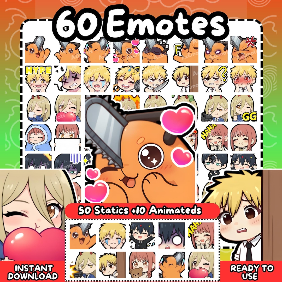 Power Emotes Chainsaw Man Emote Pack | 60 Chibi Denji, Power, Makima, Pochita, Aki ...
