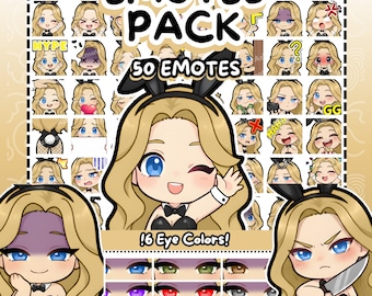 Twitch Emotes | 50 Chibi Bunny Girl Twitch Emotes Pack | Blonde Hair Girl | Bunny Girl Emotes | Emote Pack | Kemonomimi Emotes, Chibi Emotes