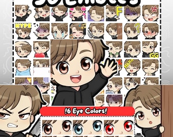 Twitch Emotes | 50 Brown Hair Boy Twitch Emote Pack | Twitch Discord Kick YouTube Streamer emotes | Chibi Boy Emotes,  , Brown Hair Emotes