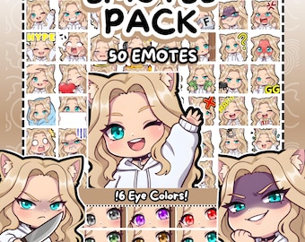 Twitch Emotes | 50 Chibi Cat Girl Twitch Emotes Pack | Blonde Hair Girl | Cat Girl Emotes | Emote Pack | Kemonomimi Emotes | Chibi Emotes