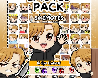 Twitch Emotes | 50 Blonde Boy Twitch Emotes Pack | Twitch Discord Kick YouTube Streamer emotes | Chibi Boy Emotes, Blonde Hair Emotes