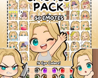 Twitch Emotes | 50 Blonde Hair Chibi Girl Emotes Pack | Twitch Discord Kick YouTube emotes | Girl Emotes, Emote Pack, Blonde Hair Emotes