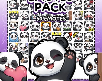 Twitch Emotes | 50 Cute Panda Twitch Emotes | Chibi Bear Mega Pack for Discord & Kick  | kawaii Animal Streamer Stickers | Chat Bundle