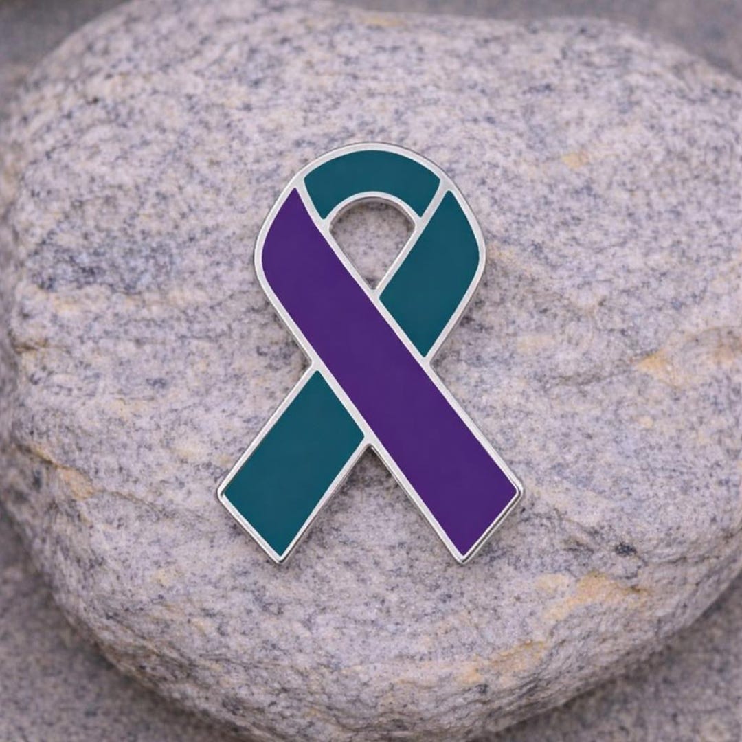 Suicide Prevention & Sexual Assault Awareness Pin | Teal Purple Ribbon ...