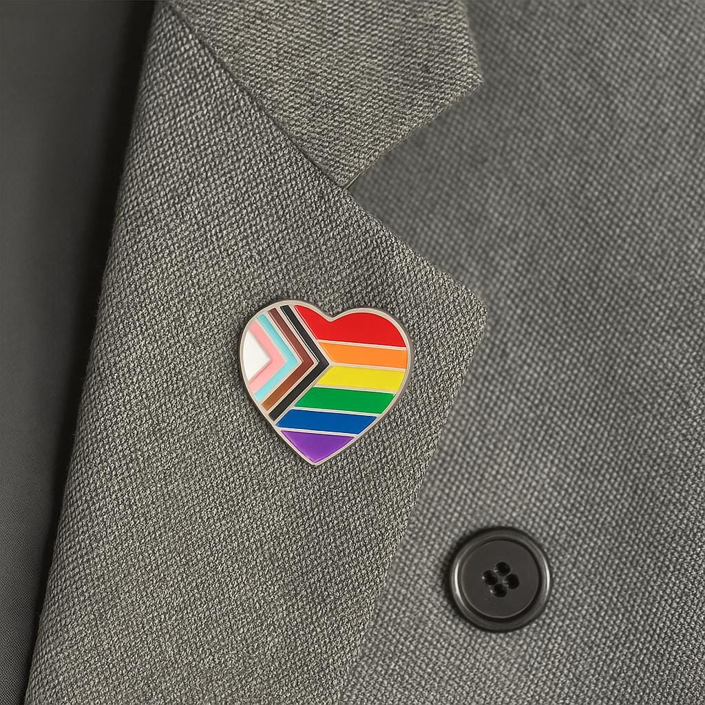 Daniel Kit Pin Daniel Quasar Progress Pride Heart Flag Pins, Sterling Silver Plated ...