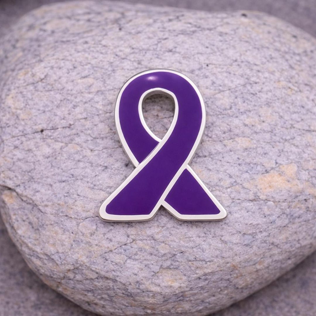 Purple Ribbon Awareness Pin | Alzheimer's Lupus Epilepsy Pancreatic ...