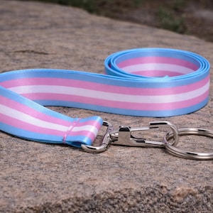 Transgender Pride Lanyard | Trans Flag Badge Holder & Keychain | Pink White Blue LGBTQ Lanyard | Transgender Gift | Pride ID Holder - Bulk