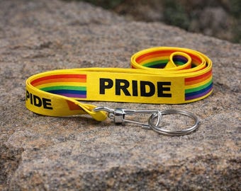 Bulk PRIDE Rainbow Lanyard – LGBTQ Keychain & Badge Holder | Yellow Gay Pride Flag Lanyards for Pride Parades, Events, Conventions, Schools