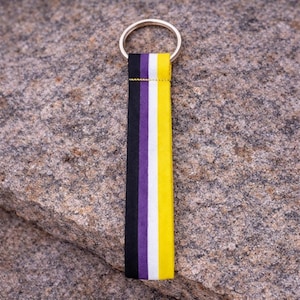 Nonbinary Flag Lanyard Style Keychains for Nonbinary Pride and LGBTQ Awareness, Support Gift, Fundraising, Parade Gear - Bulk Packs