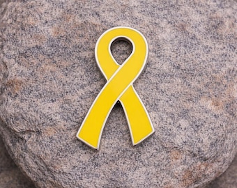 Yellow Ribbon Awareness Pin | Bladder Cancer Military Support Missing Persons Lapel Pin | Spina Bifida Awareness Gift | Fundraiser Pin