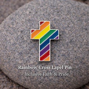Bulk Rainbow Cross Lapel Pin – Pride Faith Pin – LGBTQ Christian Jewelry – Inclusive Religious Gift – Pride Event Pins – Bulk Available