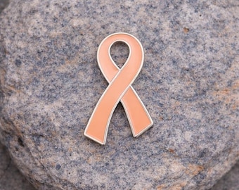 Peach Ribbon Awareness Pins | Uterine Cancer & Women’s Cancer Awareness Lapel Pin | Silver-Plated Endometrial Gynecological Cancer Pin