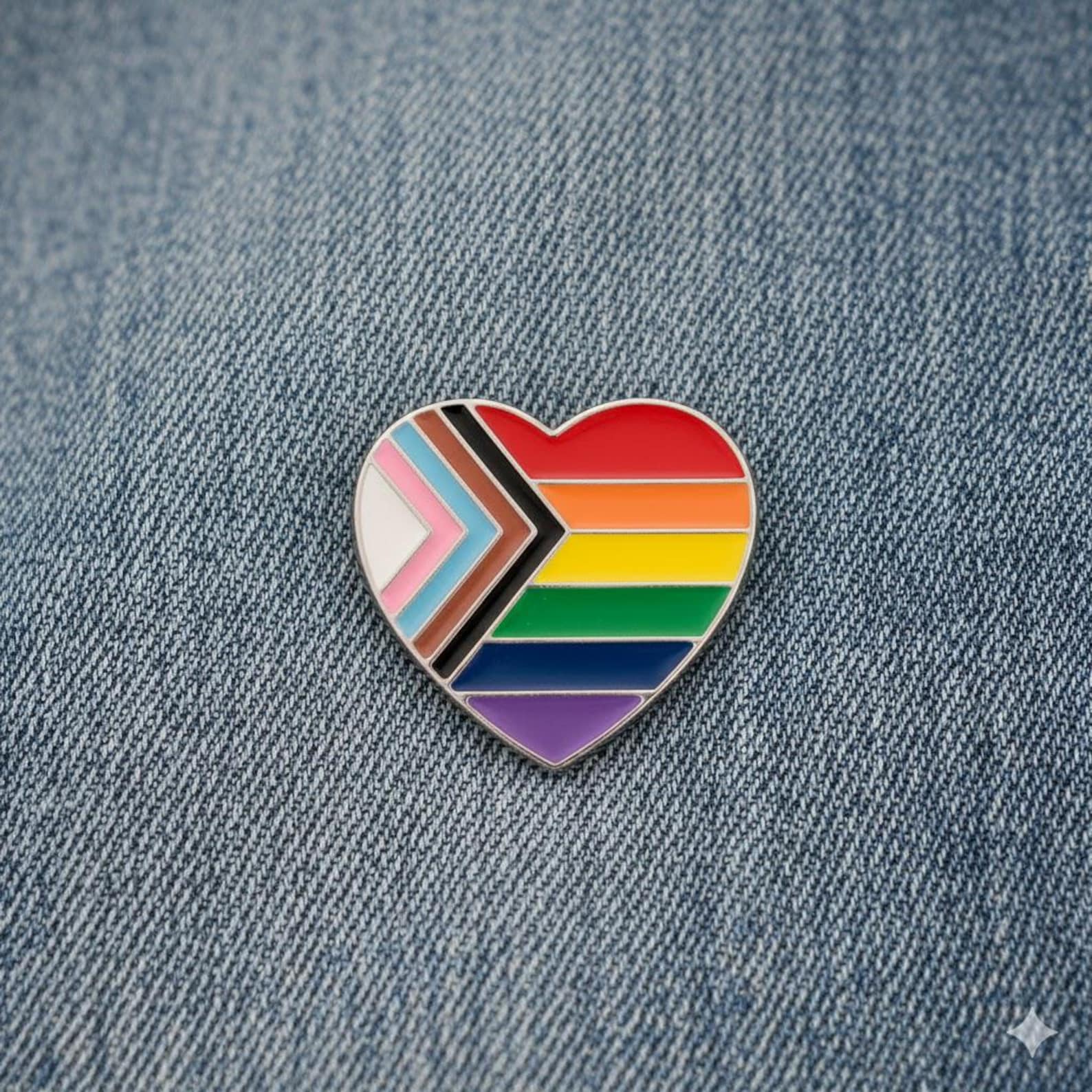 Daniel Kit Pin Daniel Quasar Progress Pride Heart Flag Pins, Sterling Silver Plated ...
