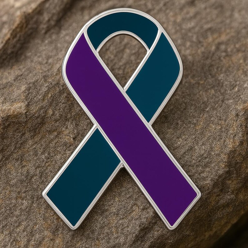 Suicide Prevention & Sexual Assault Awareness Pin | Teal Purple Ribbon ...