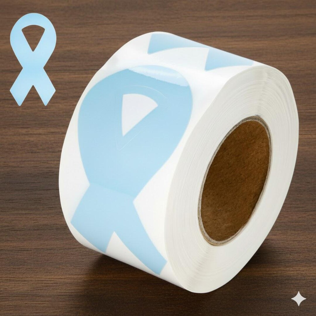 Light Blue Ribbon Awareness Stickers Roll – 3