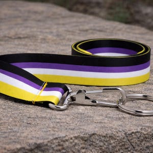 Nonbinary Pride Flag Lanyard | LGBTQ+ ID Badge Holder | Nonbinary Keychain Lanyard | Pride Badge Holder | NB Flag Neck Strap