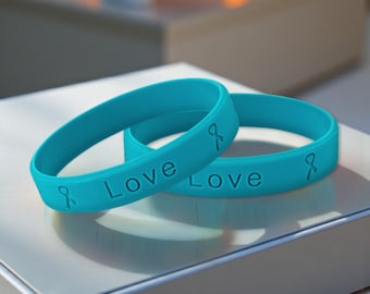 Ovarian Cancer Awareness Bracelet | Teal Awareness Wristband | Hope Faith Love Bracelet | Ovarian Cancer Gift | Cancer Fundraiser Bracelet