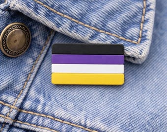 Nonbinary Flag Silicone Pin | Non Binary Pride Striped Pin | Inexpensive LGBTQ+ Pride Giveaway Fundraising Pins, Gifts for Events