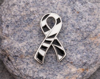 Zebra Ribbon Awareness Pin, Rare Disease Awareness, Ehlers Danlos Pin, EDS Awareness Gift, MCAS Support, Narcolepsy Awareness, Survivor Gift