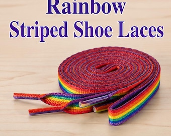 Rainbow Pride Shoelaces • Gay Pride Flag Shoe Laces 56 In • LGBTQ+ Rainbow Striped Laces • Pride Parade Sneaker Accessories • Equality Gift