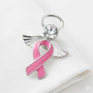 Broches de ángel con lazo rosa para la concientización sobre el cáncer de mama, recaudación de fondos, sensibilización y regalos - Paquetes al por mayor