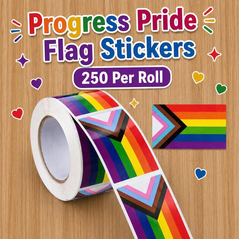 Progress Pride Flag Stickers Roll, Daniel Quasar Inclusive Rainbow Flag ...