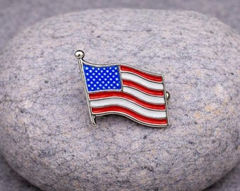 American Flag Lapel Pin | USA Flag Pin | Patriotic Enamel Brooch | Veterans Memorial Day 4th of July Gift | USA Jewelry