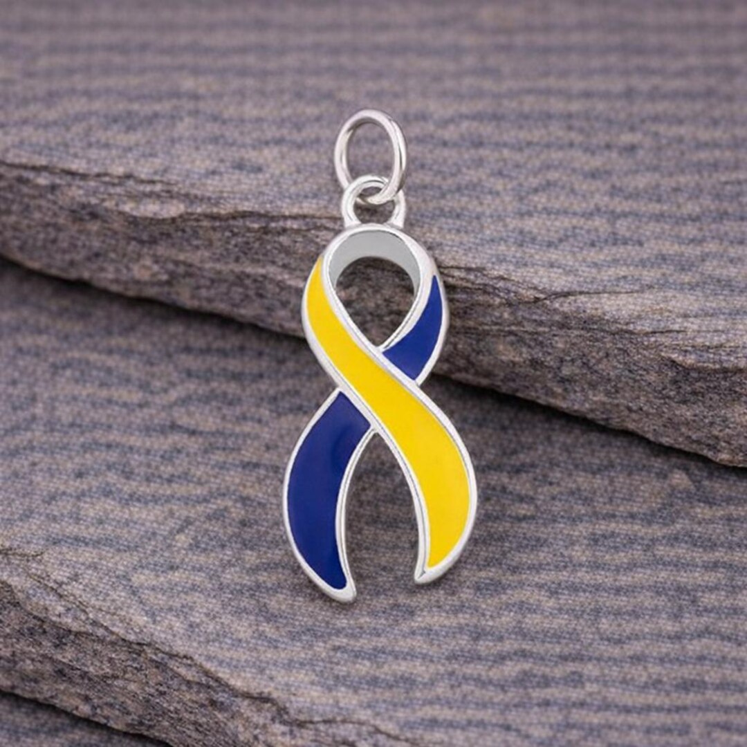 Blue and Yellow Ribbon Awareness Charms – Down Syndrome & Ukraine ...
