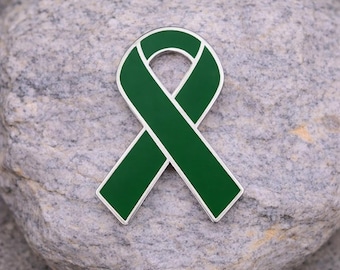 Green Ribbon Awareness Pin - Mental Health, Cerebral Palsy & Organ Donation - Bipolar Disorder Support Gifts