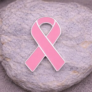 Pink Ribbon Lapel Pin – Breast Cancer Awareness Pin, Sterling Silver Plated, 1" x 1", Wholesale Fundraising & Support and Survivor Gift