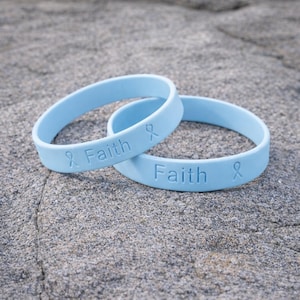 Cushing’s Disease Awareness Light Blue Silicone Bracelets – Hope Faith Love Wristbands for Fundraisers, Events, Gifts & Support  – Bulk Pack