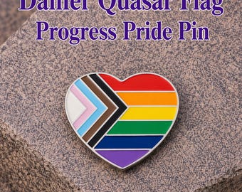 Daniel Quasar Heart Shaped Flag Lapel Pins for PRIDE Parades, LGBTQ Promotional Pins, Gay Pride Fundraising, Resell - Bulk Wholesale Packs