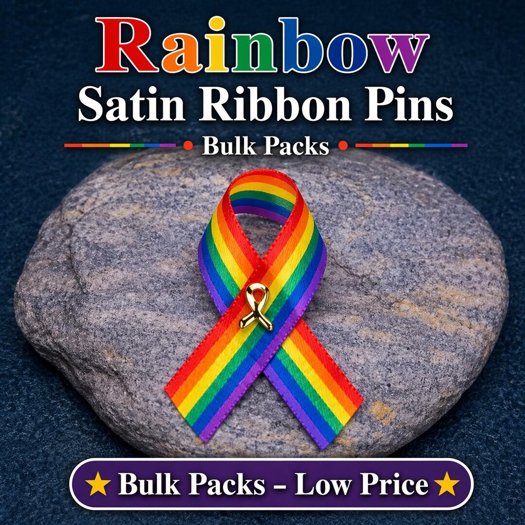 Pride Ribbion Pin Satin Rainbow Pride Pin — Gay Pride Ribbon Pin for LGBTQ+ Events, Pride ...