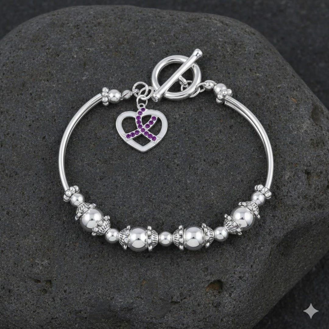Purple Ribbon Awareness Bracelet – Alzheimer’s, Domestic Violence ...
