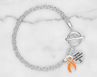 Multiple Sclerosis Awareness Orange Ribbon Rope Bracelet – Sterling Silver Plated, MS Support Gift, Fundraising, Survivor Jewelry, Bulk Pack