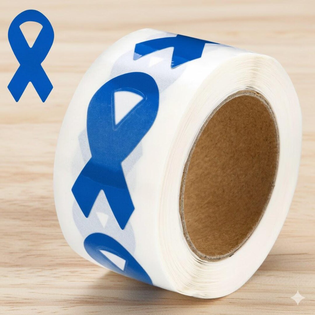 Dark Blue Awareness Ribbon Stickers Roll 250 | Colon Cancer Awareness ...